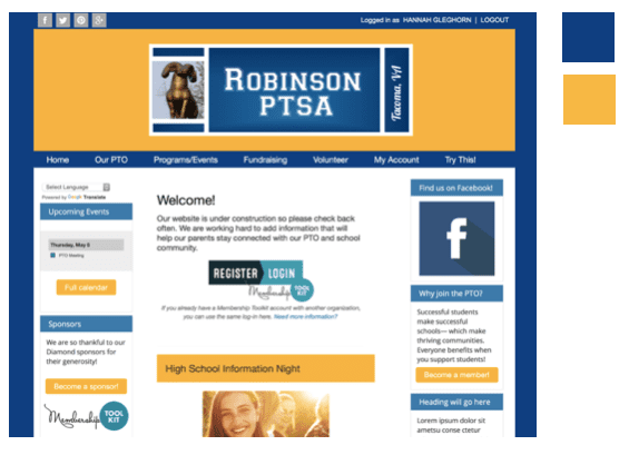 Use high impact colors on your pta website.