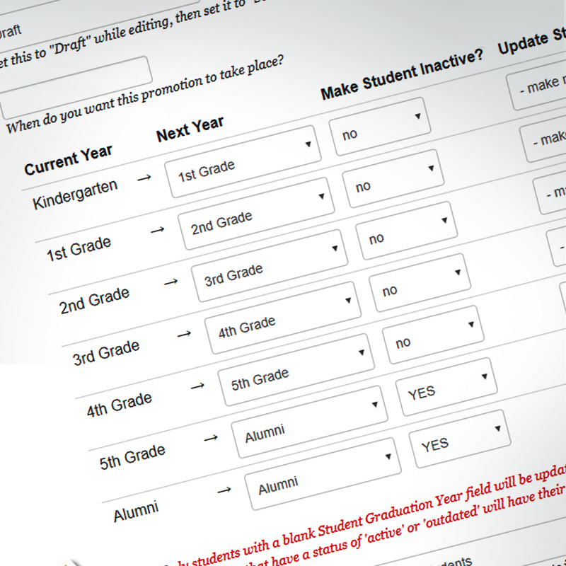 Data Base promote students
