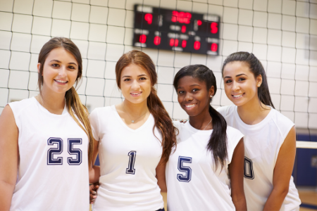Fundraising ideas for your parent organization from Membership Toolkit. Image of 4 girls on a volleyball team.