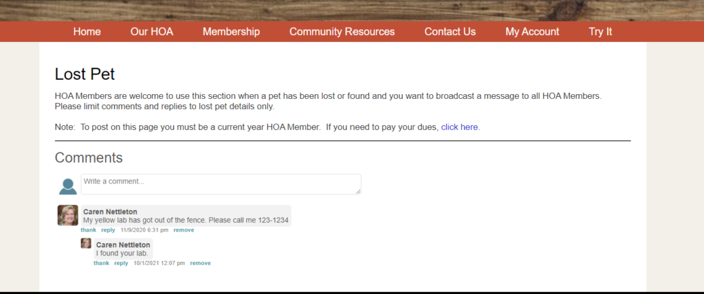 Use MTK Webpages with Comments to allow your HOA residents to Interact