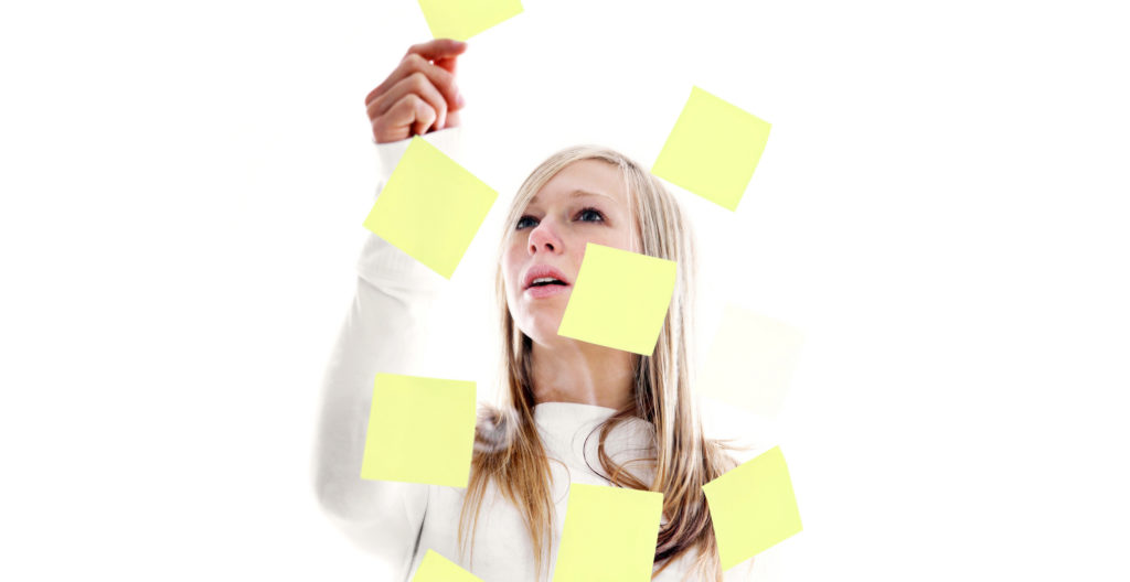Woman with post it notes